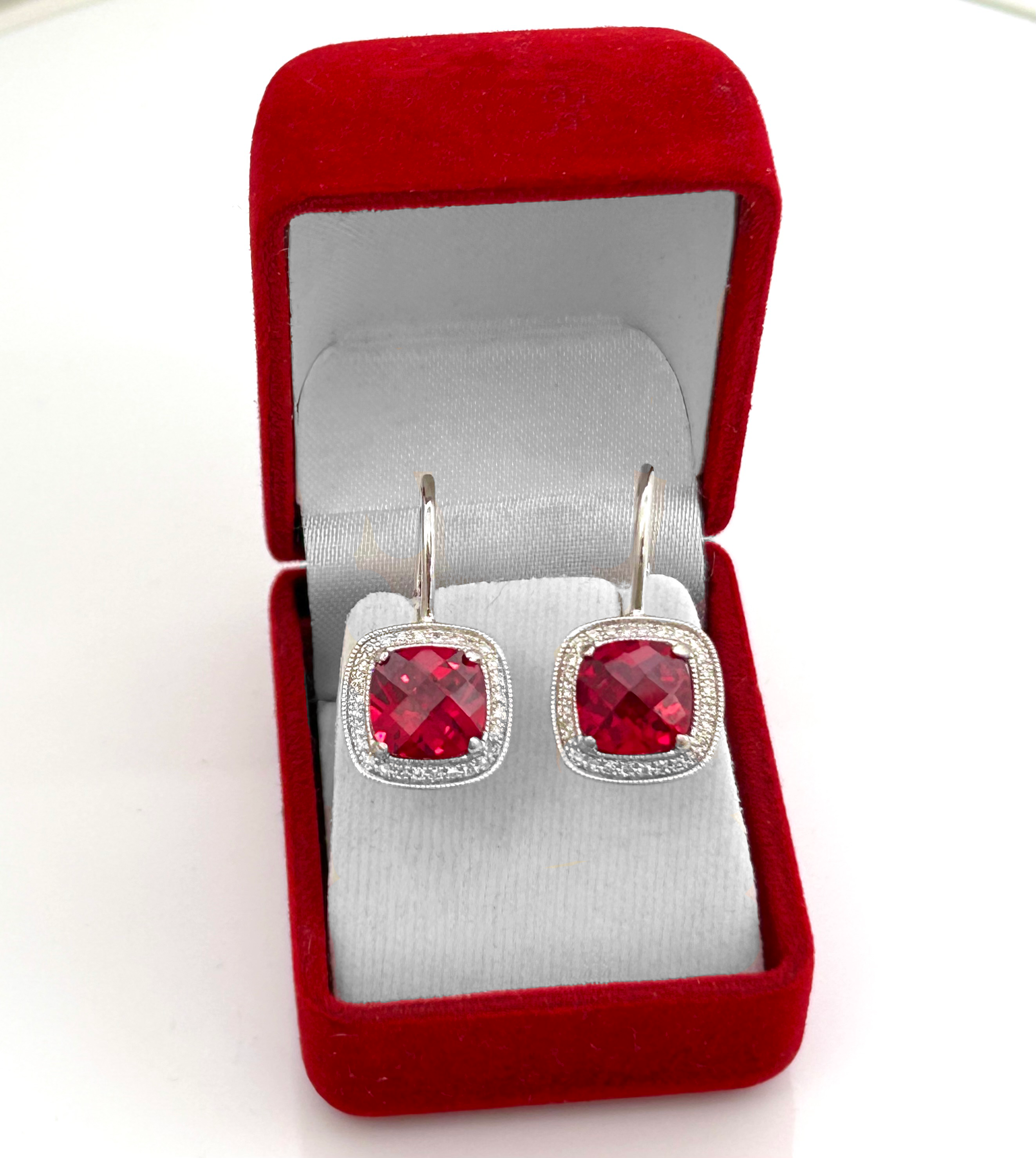 14KW Cushion Halo Earrings - Image 4