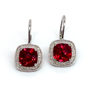 14KW Cushion Halo Earrings