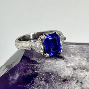 Platinum Tanzanite & Diamond Ring