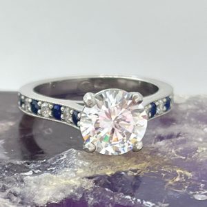 Platinum Diamond & Sapphire Ring (Shank Only)
