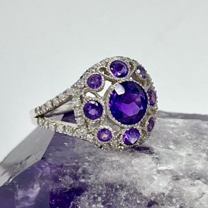 Sterling Silver Amethyst Ornate Ring