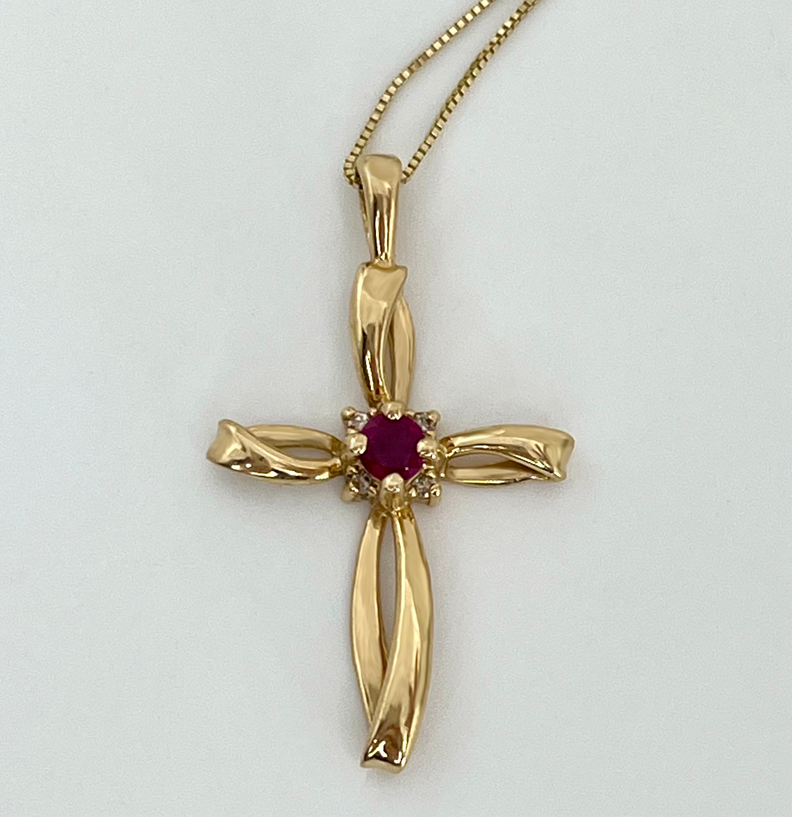 14KY Ruby Cross Pendant