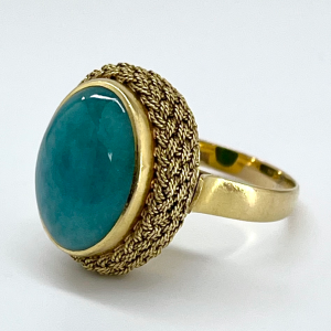 18KY Jade Basket Ring